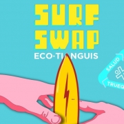 cartel, flyer, surf, Surf Swap Eco Tianguis, manos